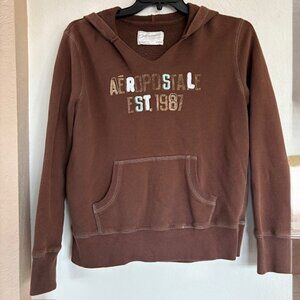 Aeropostale Vintage Pullover Hoodie Embroidered Womens Sweatshirt Est 1987 Logo